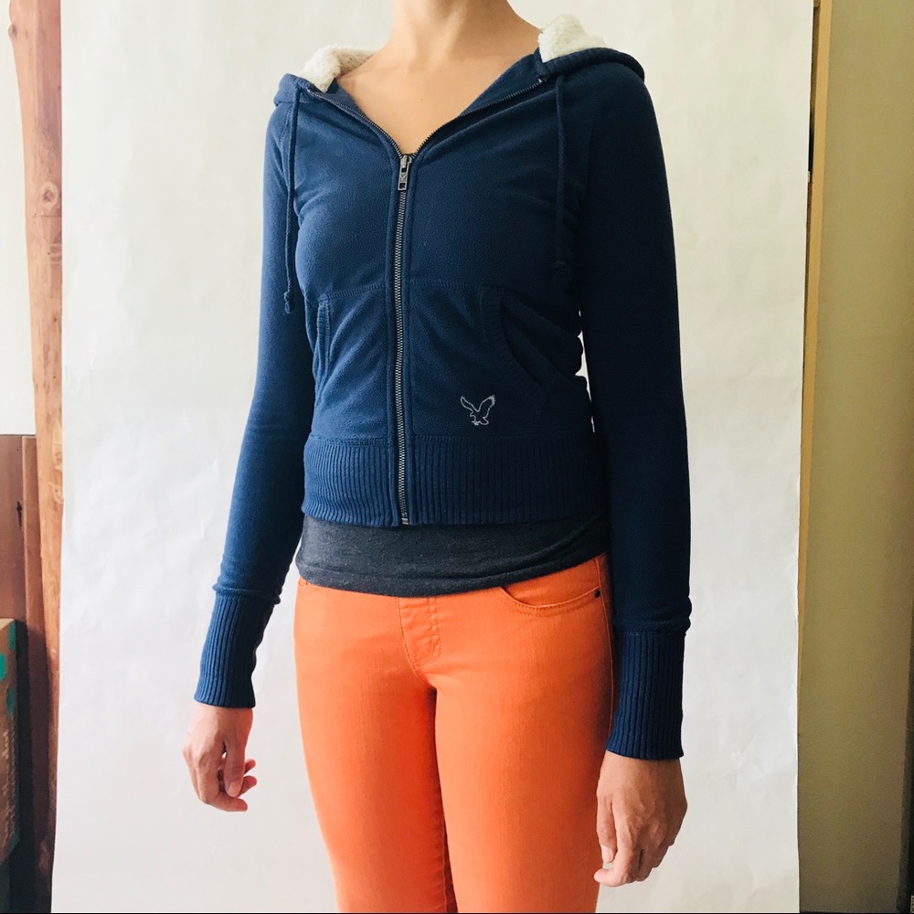 American Eagle Fleece Zip Up Sweatshirt
